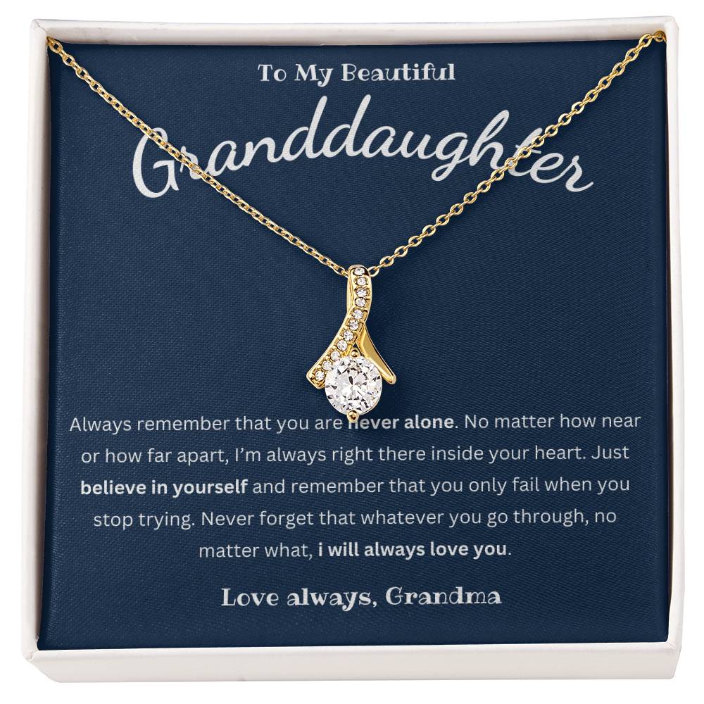 To My Beautiful Granddaughter Necklace in Gold & White Gold