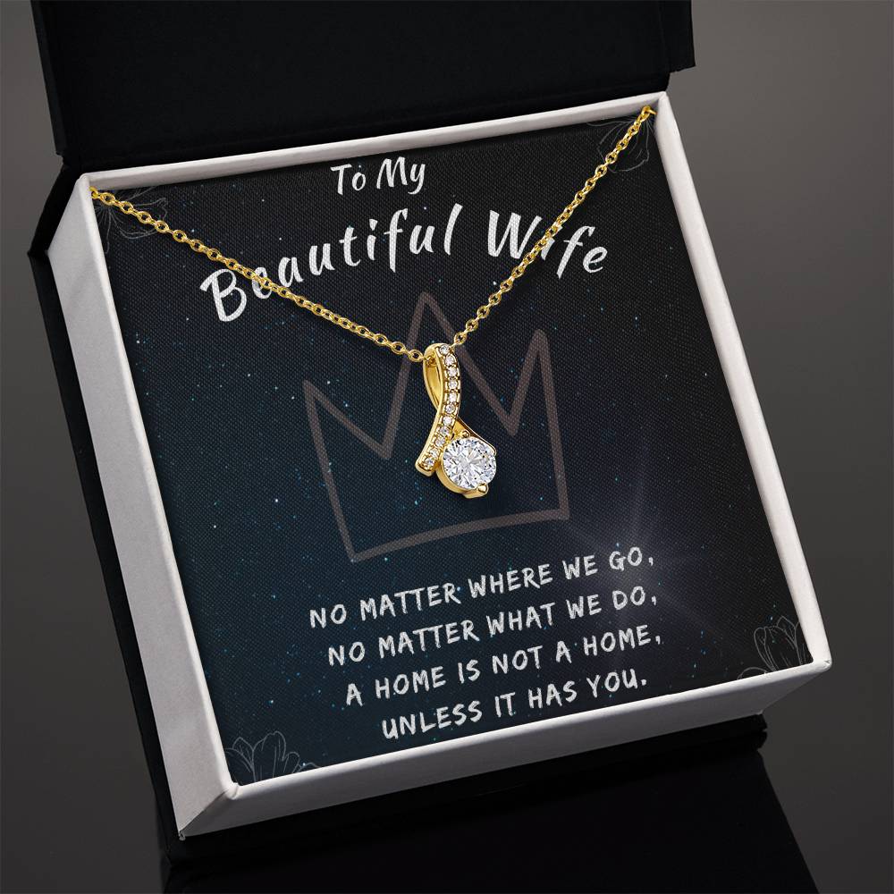 To My Beautiful Wife Necklace - Alluring Beauty in Gold & White Gold