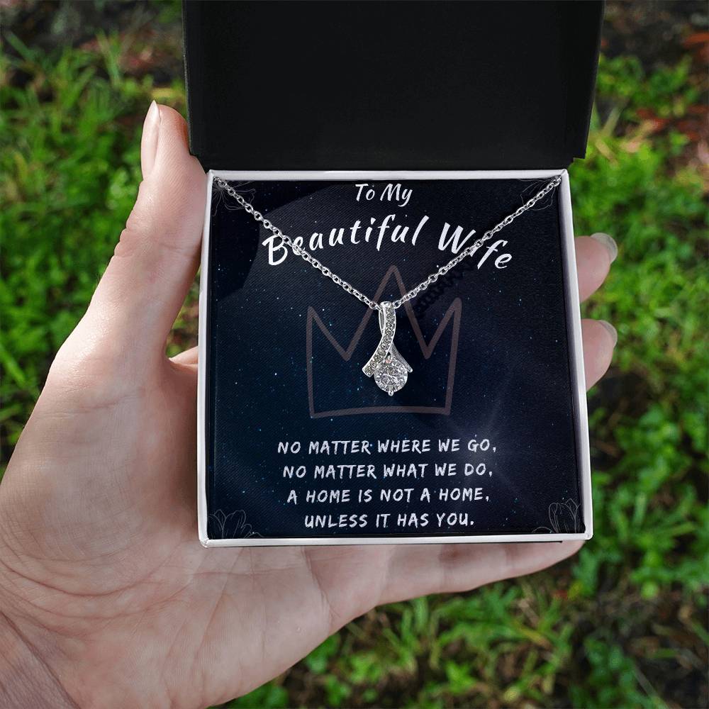 To My Beautiful Wife Necklace - Alluring Beauty in Gold & White Gold