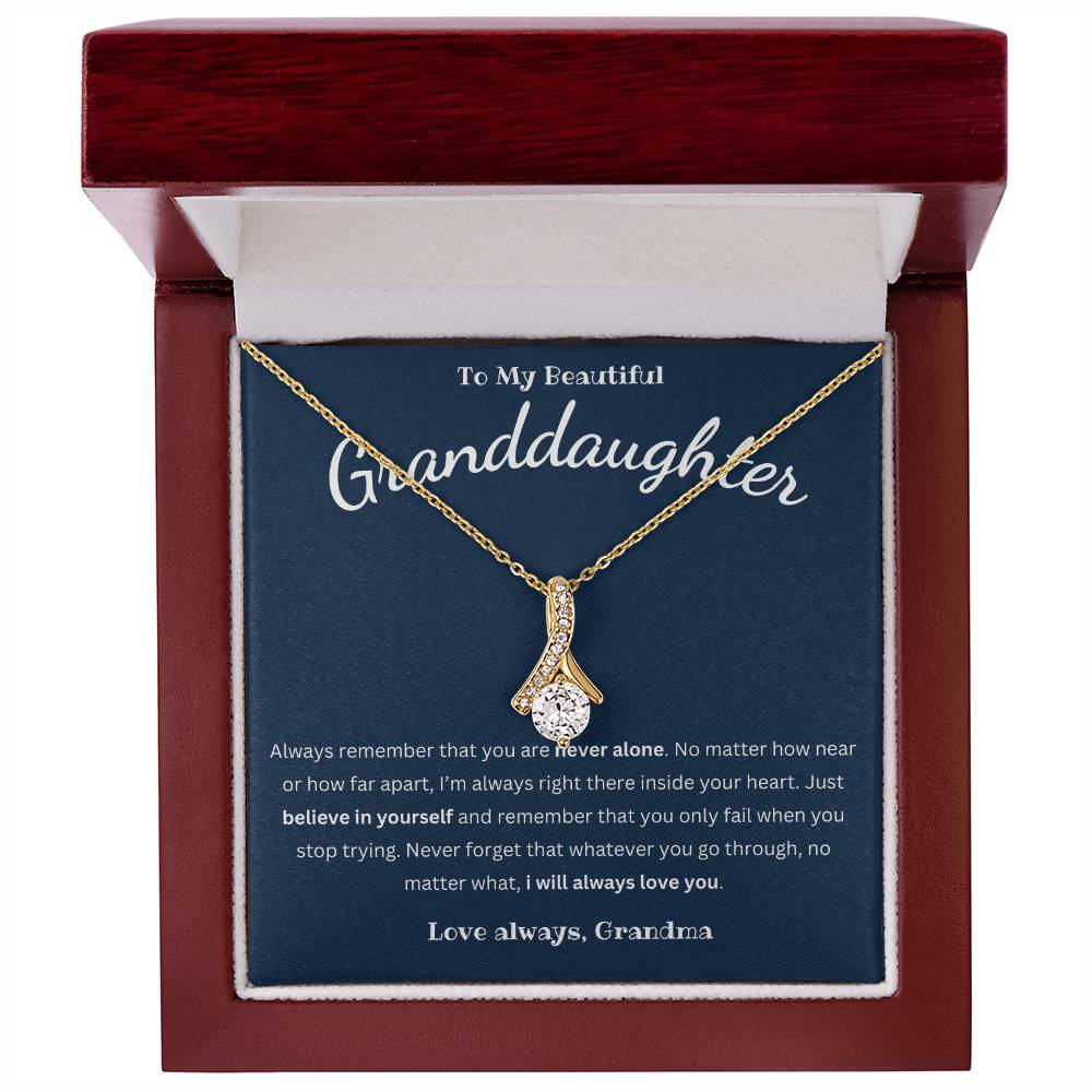 To My Beautiful Granddaughter Necklace in Gold & White Gold