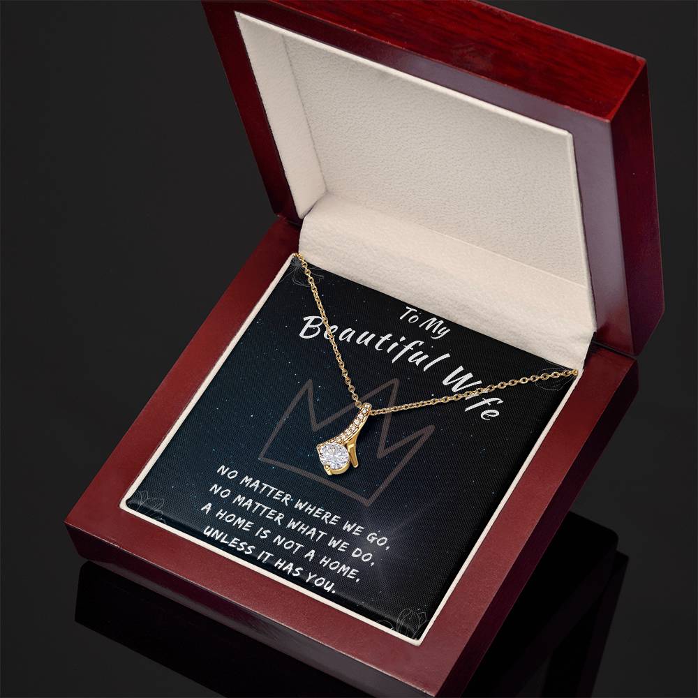 To My Beautiful Wife Necklace - Alluring Beauty in Gold & White Gold