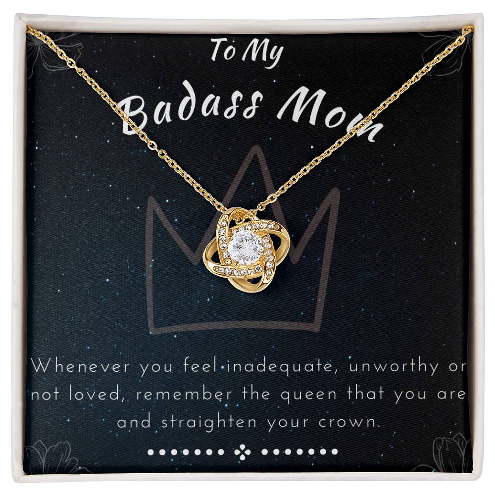 Badass Mom Necklace: Love Knot Pendant in Gold