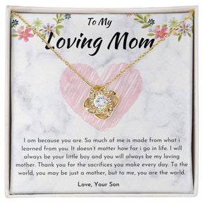 Love Knot Necklace Mom - Pendant in Yellow & White Gold