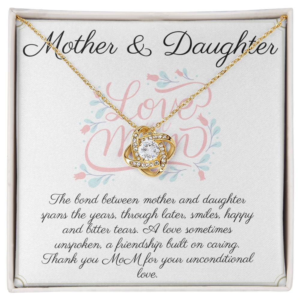 Mother Daughter Love Knot Necklace in Gold & White Gold