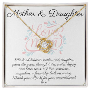 Mother Daughter Love Knot Necklace in Gold & White Gold