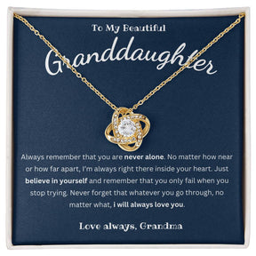 Granddaughter Necklace - Love Knot To My Beautiful Granddaughter