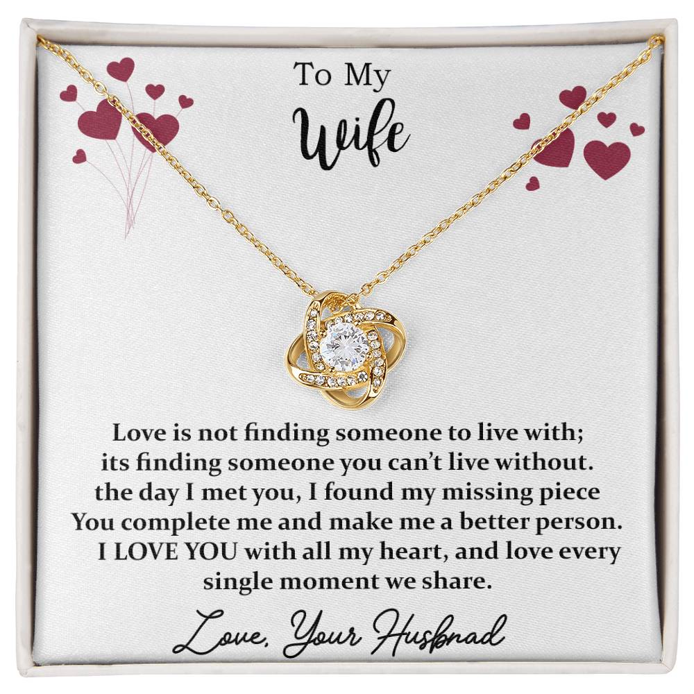 Wife Necklace – Love Knot for My Gorgeous Wife in Gold Variants