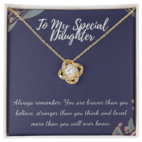 Special Daughter Necklace - Love Knot in Gold & White Gold