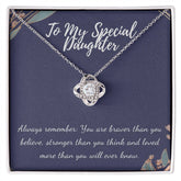 Special Daughter Necklace - Love Knot in Gold & White Gold