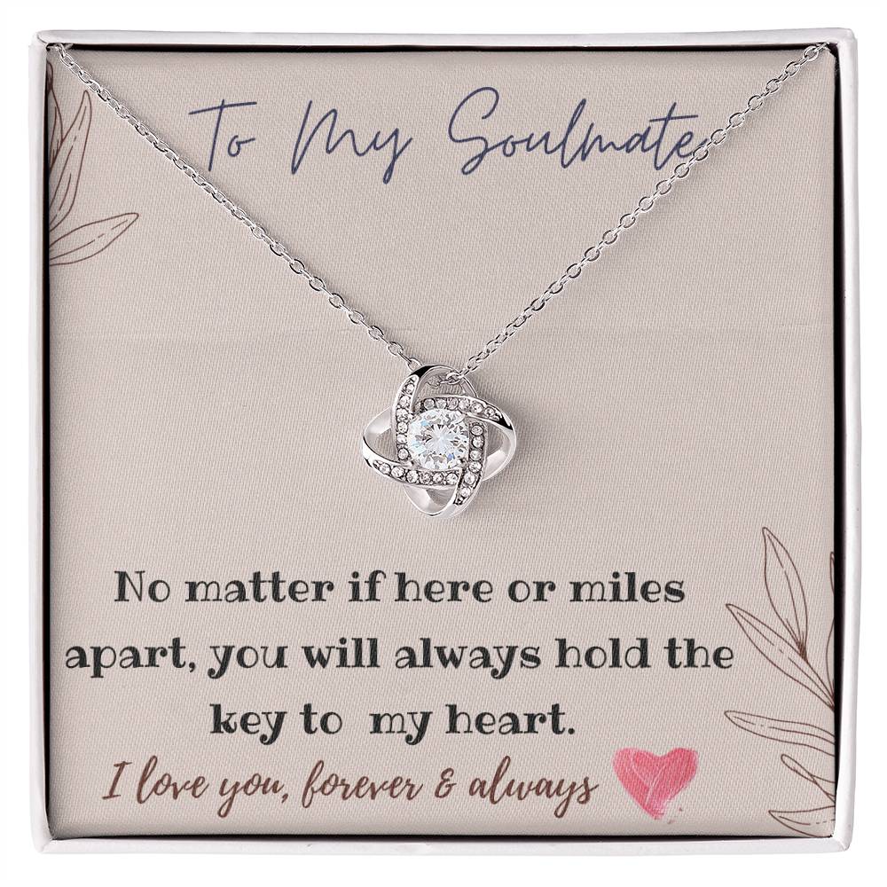 To My Beautiful Soulmate Necklace: Love Knot in Gold & White Gold