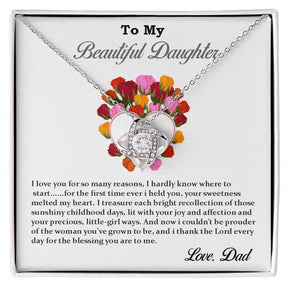 To My Beautiful Daughter Necklace - Love Knot