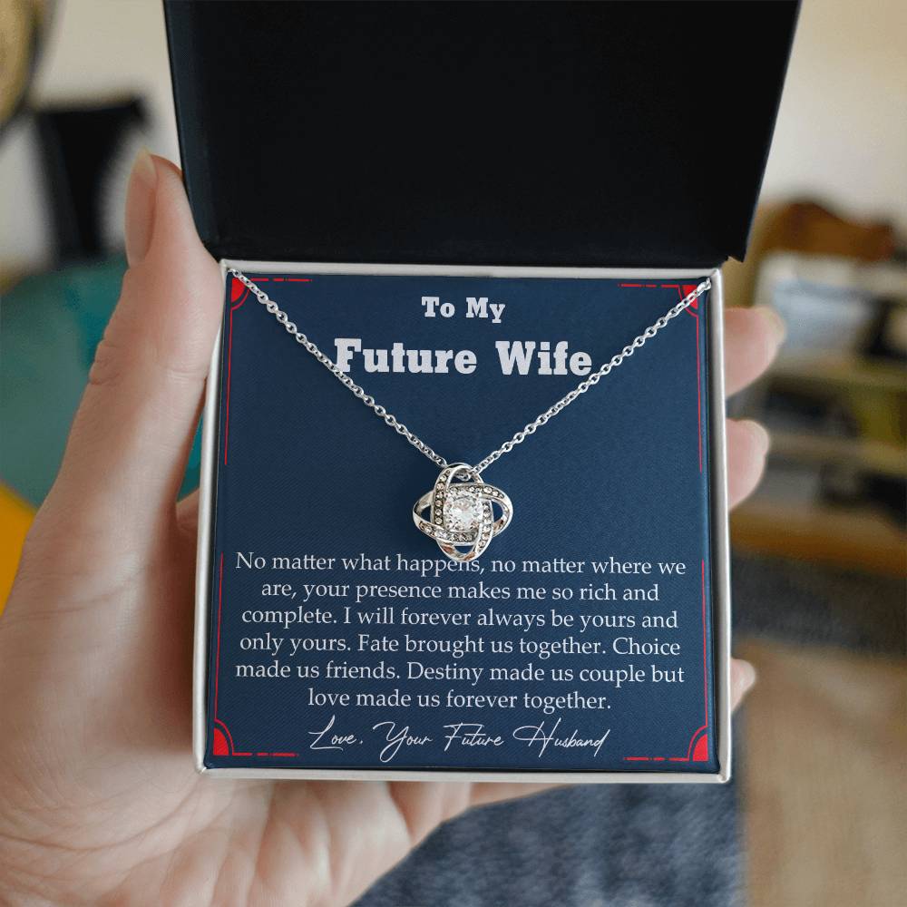 To My Beautiful Future Wife Necklace - Love Knot Design