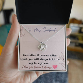 To My Beautiful Soulmate Necklace: Love Knot in Gold & White Gold