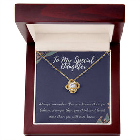 Special Daughter Necklace - Love Knot in Gold & White Gold