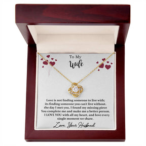 Wife Necklace – Love Knot for My Gorgeous Wife in Gold Variants