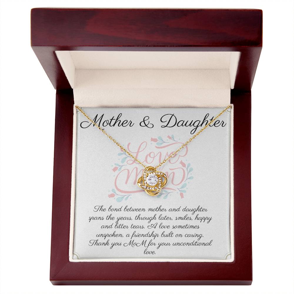 Mother Daughter Love Knot Necklace in Gold & White Gold