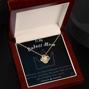 Badass Mom Necklace: Love Knot Pendant in Gold