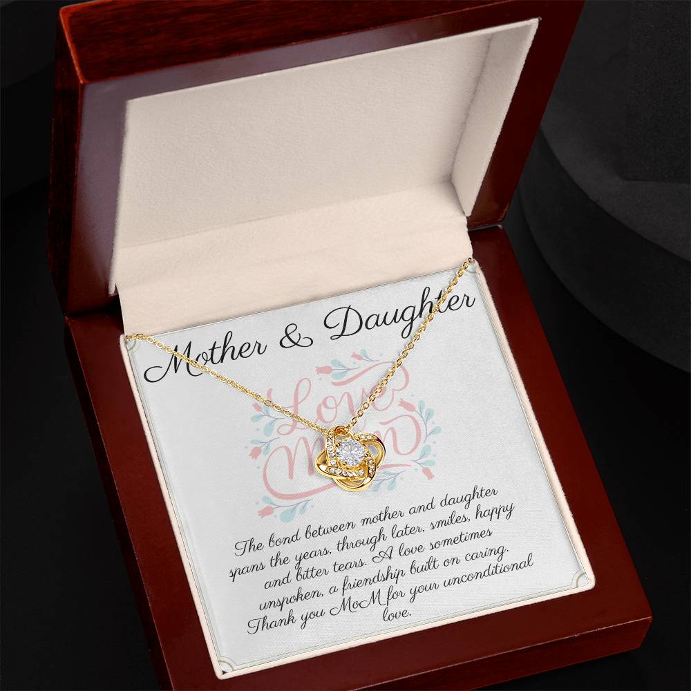 Mother Daughter Love Knot Necklace in Gold & White Gold