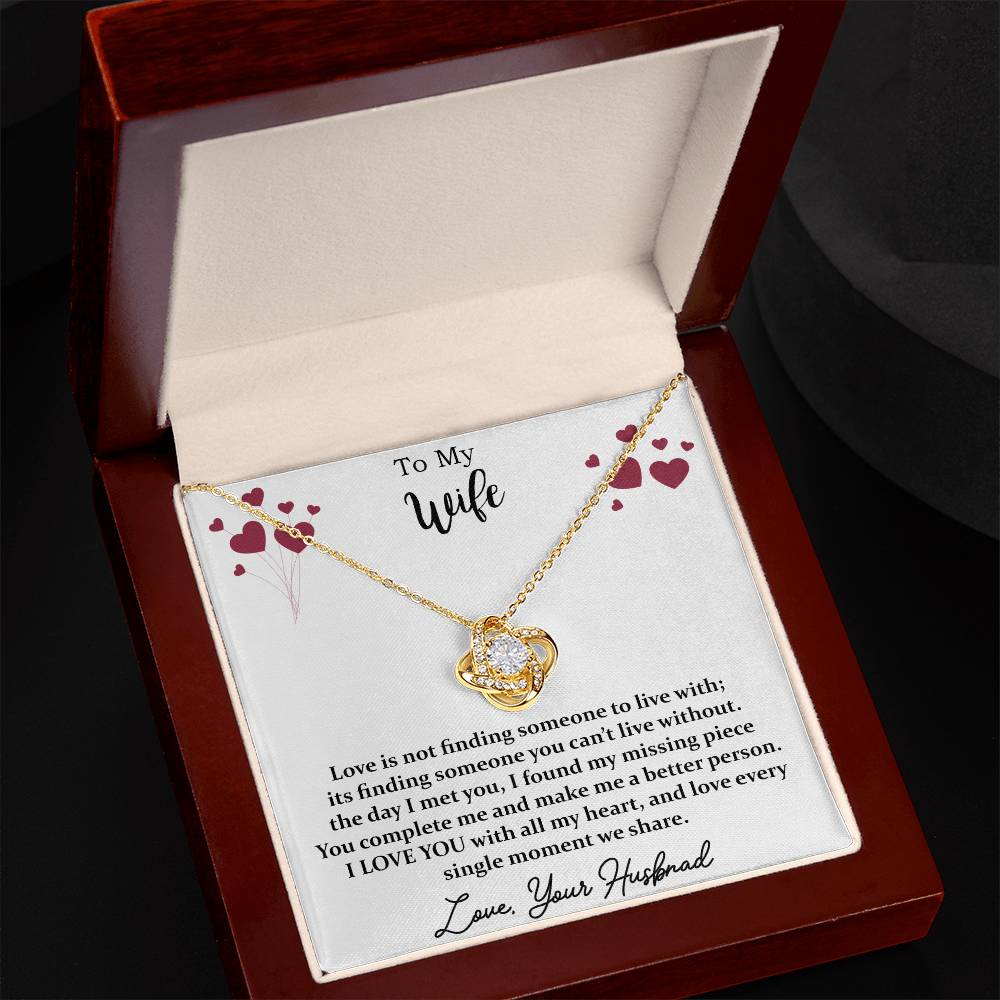 Wife Necklace – Love Knot for My Gorgeous Wife in Gold Variants