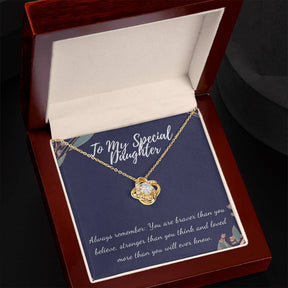 Special Daughter Necklace - Love Knot in Gold & White Gold