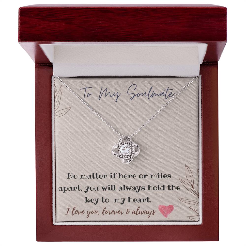 To My Beautiful Soulmate Necklace: Love Knot in Gold & White Gold