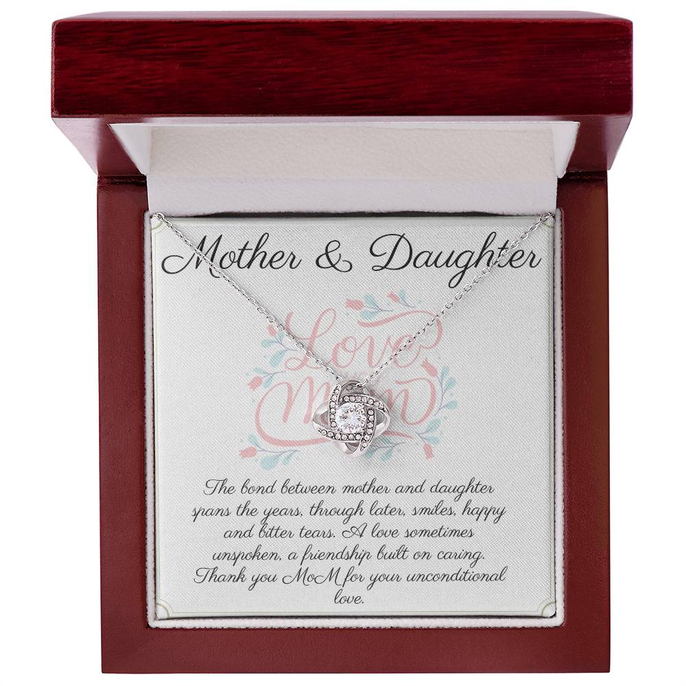 Mother Daughter Love Knot Necklace in Gold & White Gold