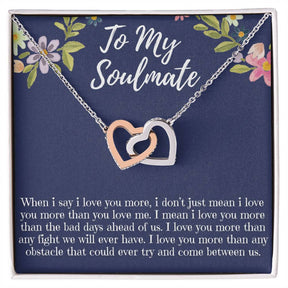 Soulmate Necklace with Interlocking Hearts in Gold