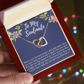 Soulmate Necklace with Interlocking Hearts in Gold