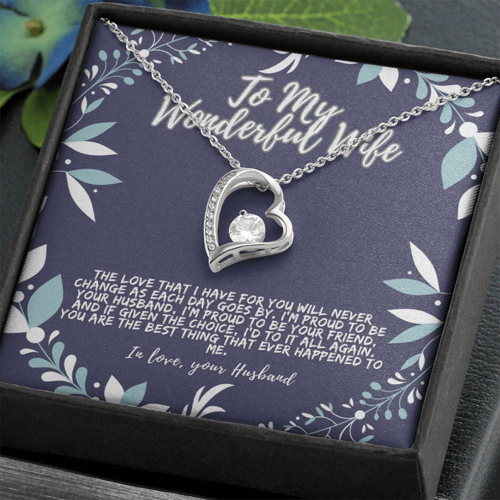 I Love You Forever Heart Necklace for My Wonderful Wife